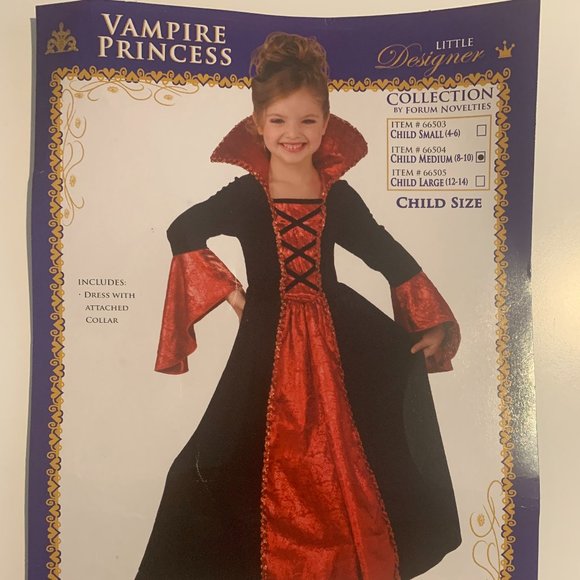 EUC Little Designer Vampire Princess Halloween Costume Children's Size M 8-10 - Picture 3 of 10
